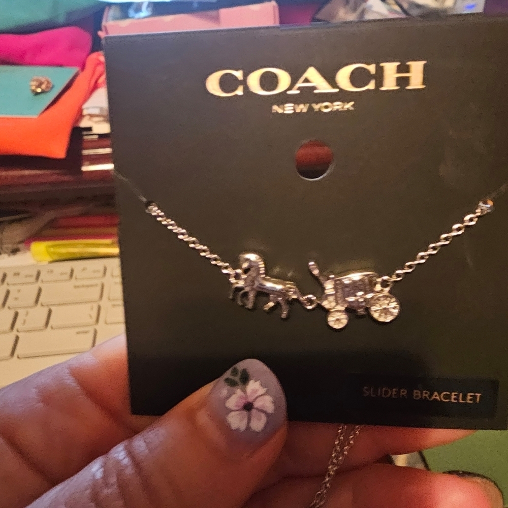 Coach Silver Horse and Carriage Slider Bracelet